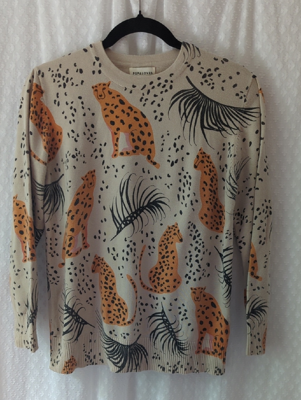 Pepaloves Cheetah Sweater Tan, Women's Small